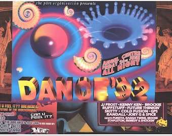 Dance 92 Rave #3 ... Original rave poster collage artwork, paper reprint ...