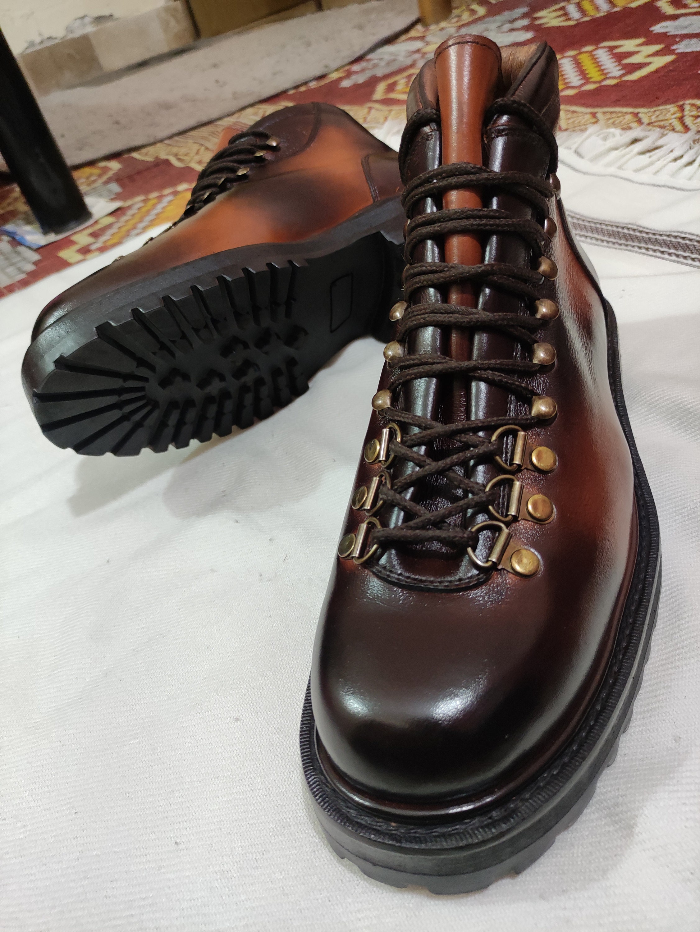 handmade leather hiking boots