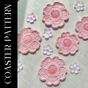 No-Sew Cherry Blossom Flower Coaster Crochet Pattern PDF File (English) | Coaster Crochet Pattern PDF | Beginner Crochet | Digital Download
