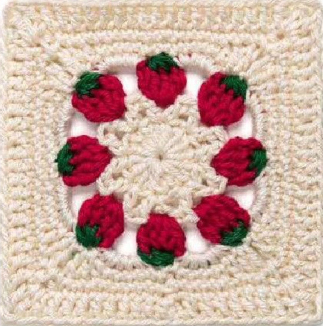 Strawberry Granny Square Crochet Pattern Etsy Strawberry Granny Square Crochet Pattern Etsy