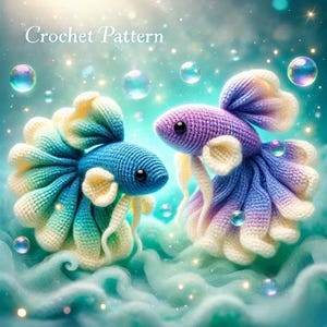 RIVVY︱PATTERN Low Sew Mini Animal Plushie, Fish Plushie Toy Crochet, Realistic Animal Amigurumi Betta Fish, 3in1 Crochet Pattern Bundle