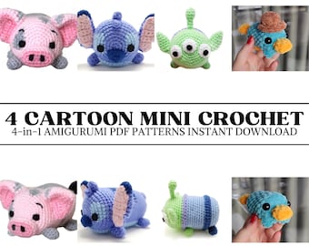 MAGIC PACK︱4-in-1 Crochet Pattern Bundle Mini Cartoon Animal Amigurumi Doll Crochet Pattern