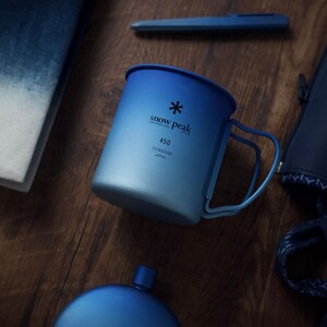 Anodized Titanium Single Mug 450 (MG-143)-Fading Blue