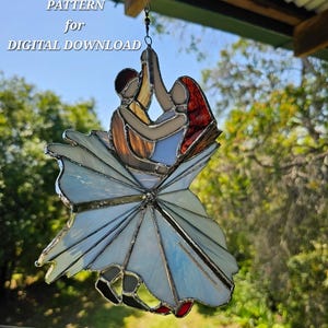Dancing Couple PATTERN for Stained glass spinner - Waltz - DIGITAL DOWNLOAD