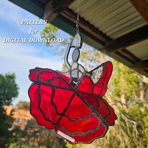 Dancing Lady PATTERN for stained glass spinner - Flamenco - DIGITAL DOWNLOAD