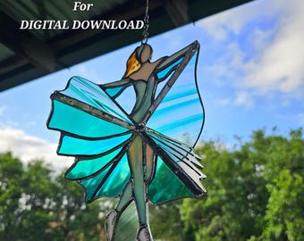 Dancing Lady PATTERN for Stained glass spinner - On Ice - DIGITAL DOWNLOAD