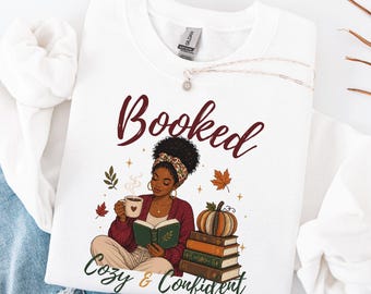 Black Girl Reading Sweatshirt, Fall Book Lover Gift, Black Woman Book Club Crewneck, Autumn Bookish Sweater, Cozy Reader Gift for Her