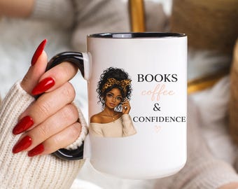 Black Girl Reading Mug, Book Lover Gift, Black Woman Book Club Coffee Cup, Bookish Mug, Black Girl Reading Mug, Book Lover Mug