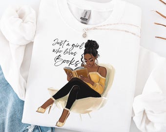Black Girl Reading Sweatshirt, Book Lover Gift, Black Woman Book Club Sweater, Bookish Crewneck, African American Reader Gift for Her