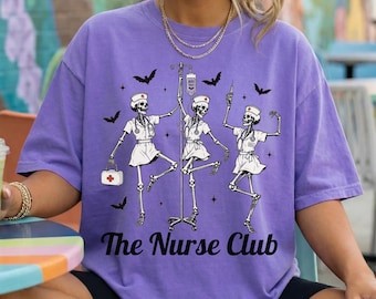 The Nurse Club Shirt, Halloween Nurse Shirt, Spooky Nurse Tee, Skeleton RN Shirt, Nursing Student Gift, LPN, RN Nursing Squad