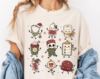 Christmas Nurse Shirt, Retro Nursing Holiday Tee, Medical Christmas Gift, Registered Nurse Shirt, Festive Comfort Colors® Healthcare Top