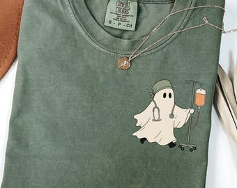 Halloween Nurse Shirt, Spooky Nurse Shirt, Ghost Nurse Tee, Funny Nursing Gift, Registered Nurse Shirt, Comfort Colors® Halloween Tee