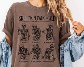 Halloween Pain Scale Shirt, Medical Halloween Shirt, Skeleton Healthcare Tee, Nurse Doctor CNA EMS Gift, Comfort Colors® Spooky Tee
