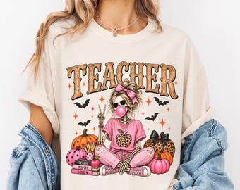 Halloween Teacher Shirt, Spooky Skeleton Teacher Tee, Teaching My Favorite Little Monsters, Fall Teacher Gift, Comfort Colors® Classroom Top