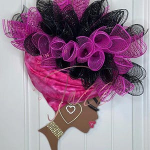 Corona de diva africana hecha a medida, regalo para mamá, corona para puerta de concientización sobre el cáncer de mama, regalo de corona de diva, corona para puerta de diva para todos los días