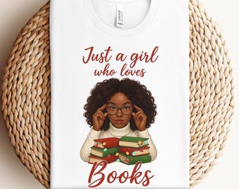Black Girl Reading T-shirt, Book Lovers Christmas Gift, Black Woman Book Club Shirt, Bookish T-shirt, Black Girl Reading Shirt