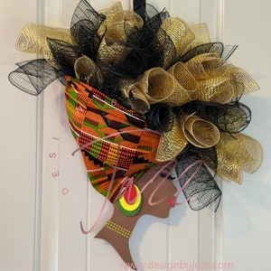 Corona de diva africana hecha a pedido, regalo para mamá con corona de diva africana, regalo de corona de diva de Juneteenth, corona de puerta de diva de todos los días, inauguración de la casa