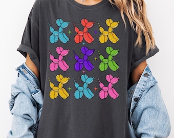 Camiseta con globo para perro Comfort Colors©, para amantes de los perros, para mamás de perros, con globo de animal, camisetas para perros para mujer, camiseta con globo para perro