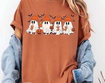 Herfstshirt Comfort Colors©, schattig spookhalloweenshirt, T-shirt Spooky Mama, T-shirt girly spook, trendy spookachtig herfstshirt, Halloweenspook
