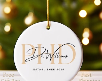 Personalized PhD Christmas Ornament, Custom New Doctor Graduation Gift, Christmas Gift for Doctorate Graduation, Gift for Doctoral Student