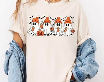 Herfstshirt Comfort Colors©, schattig spookhalloweenshirt, T-shirt Spooky Mama, T-shirt girly spook, trendy spookachtig herfstshirt, Halloweenspook