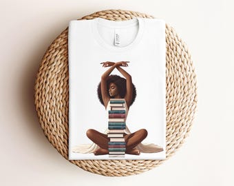 Black Girl Reading T-shirt, Book Lover Gift, Black Woman Book Club Shirt, Bookish T-shirt, Black Girl Reading Shirt, Book Lover Gift
