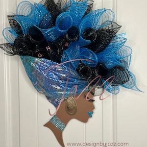 Corona de Diva Africana hecha a medida, regalo para mamá, corona de Diva Africana para Juneteenth, corona de puerta para Diva de todos los días, inauguración de la casa