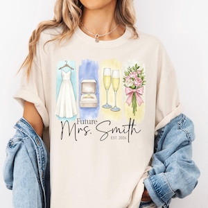 Personalized Future Mrs Shirt, In My Engaged Era Shirt, Engagement Gift for Her, Bridal Shower Shirt, Custom Fiancé Shirt, Bride to Be Gift