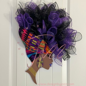 Corona de Diva Africana, Corona de Diva, Regalo para el Día de la Madre, Kente, Juneteenth, Corona para Puerta Diaria, Corona para Todo el Año, Corona para Puerta de Entrada, Regalo