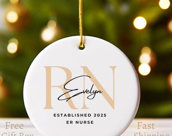 Personalized Nurse Christmas Ornament, Student Nurse Graduation Gift, Christmas gift for Nurse, Custom Ornament for RN, Nurse Appreciation