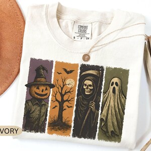 Comfort Colors® Vintage Halloween Shirt, Retro Halloween Tshirt, Halloween T-Shirt für Damen, Gruselige Saison Shirt, Vintage Trendy Shirt