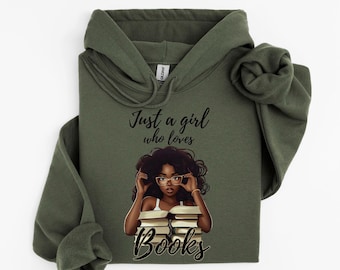 Black Girl Reading Hoodie, Book Lover Gift, Black Woman Book Club Shirt, Bookish T-shirt, Black Girl Reading Hoodie, Book Lover Gift