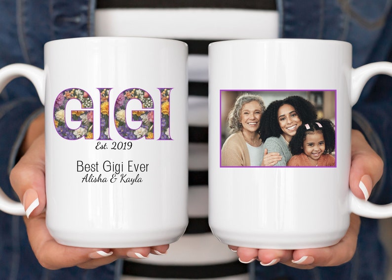 Custom Best Gigi Ever Coffee Mug, Personalized Photo Mug With Date and