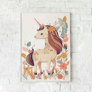 Unicorn Poster Print Nursery  , Baby Unicorn Wall Art Print , Unicorn Watercolour Poster Print , Unicorn Nursery Wall Art Print