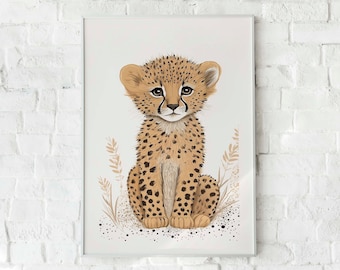 Cheetah Baby Poster Print Nursery  , Baby Cheetah Wall Art Print , Cheetah Watercolour Poster Print , Nursery Wall Art Print ,Nursery Decor