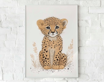 Cheetah Baby Watercolor Print: Nursery Wall Art