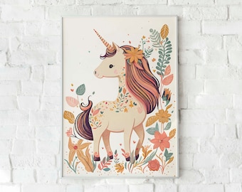 Unicorn Poster Print Nursery  , Baby Unicorn Wall Art Print , Unicorn Watercolour Poster Print , Unicorn Nursery Wall Art Print