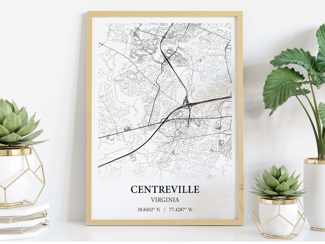 Centreville Virginia City Map Poster Print Canvas , Centreville City 