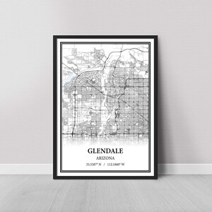 Glendale, Arizona Map Poster – Street & Road Map in Gray Vintage, Modern Minimalist, or Vintage Elegance, Custom Print or Canvas