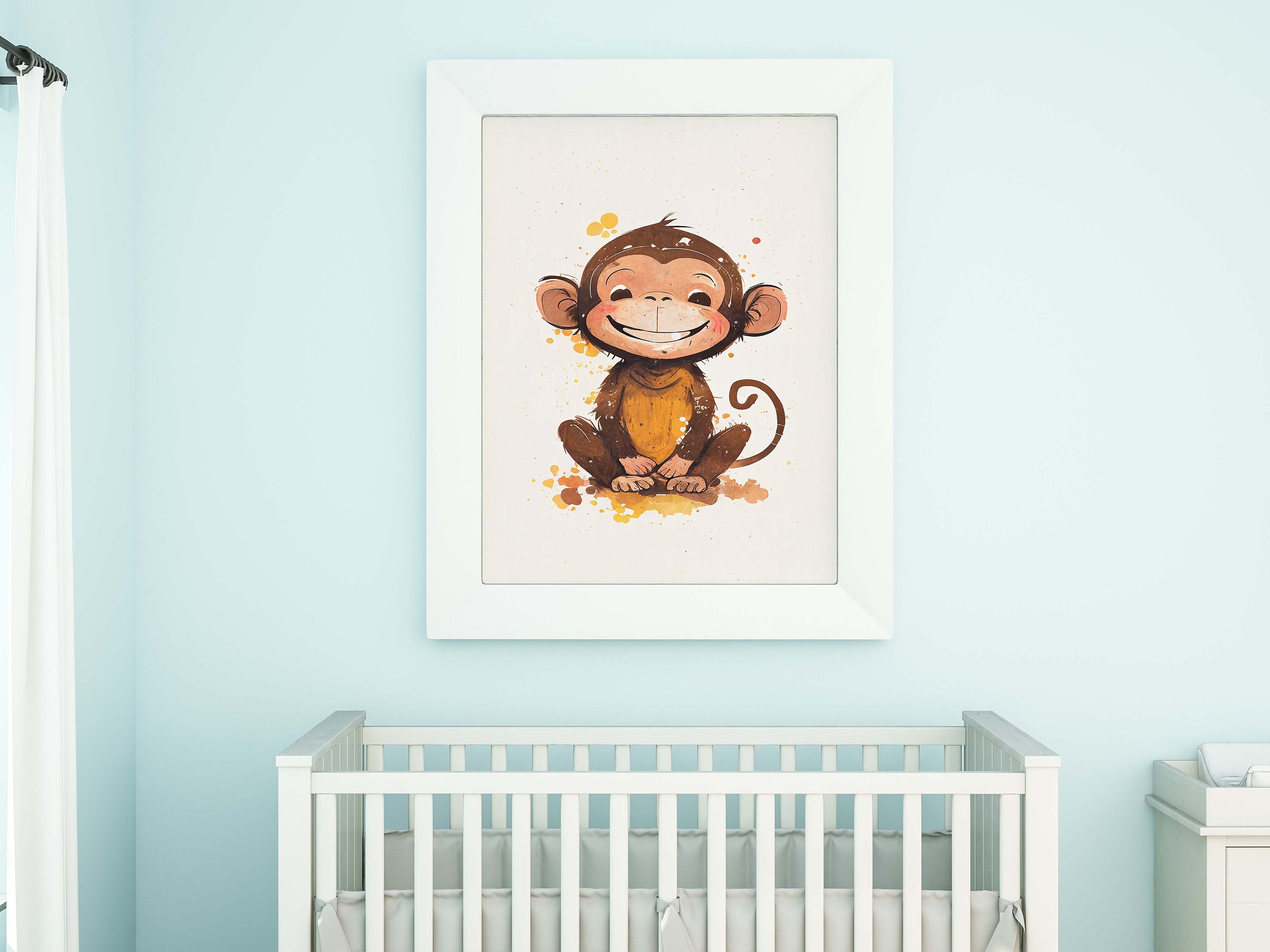 Chimpanzee Monkey Baby Poster Print Nursery , Baby Monkey Wall Art