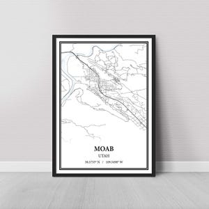 Moab Utah Map Poster – Gray Vintage, Modern Minimalist, or Vintage Elegance Styles, Street & Road Map Wall Art