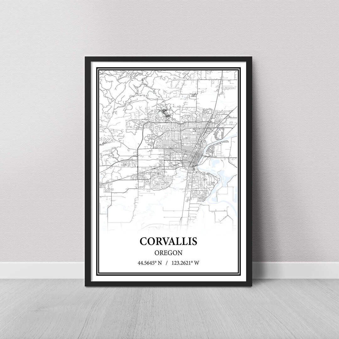 Corvallis Oregon Map Poster Black And White Map Print Canvas Wall Il 212q 