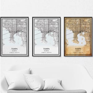 Tamper Florida kaart poster print canvas, moderne of vintage wegenkaart kunst aan de muur, aangepaste Tamper kaart voor thuis of op kantoor decor