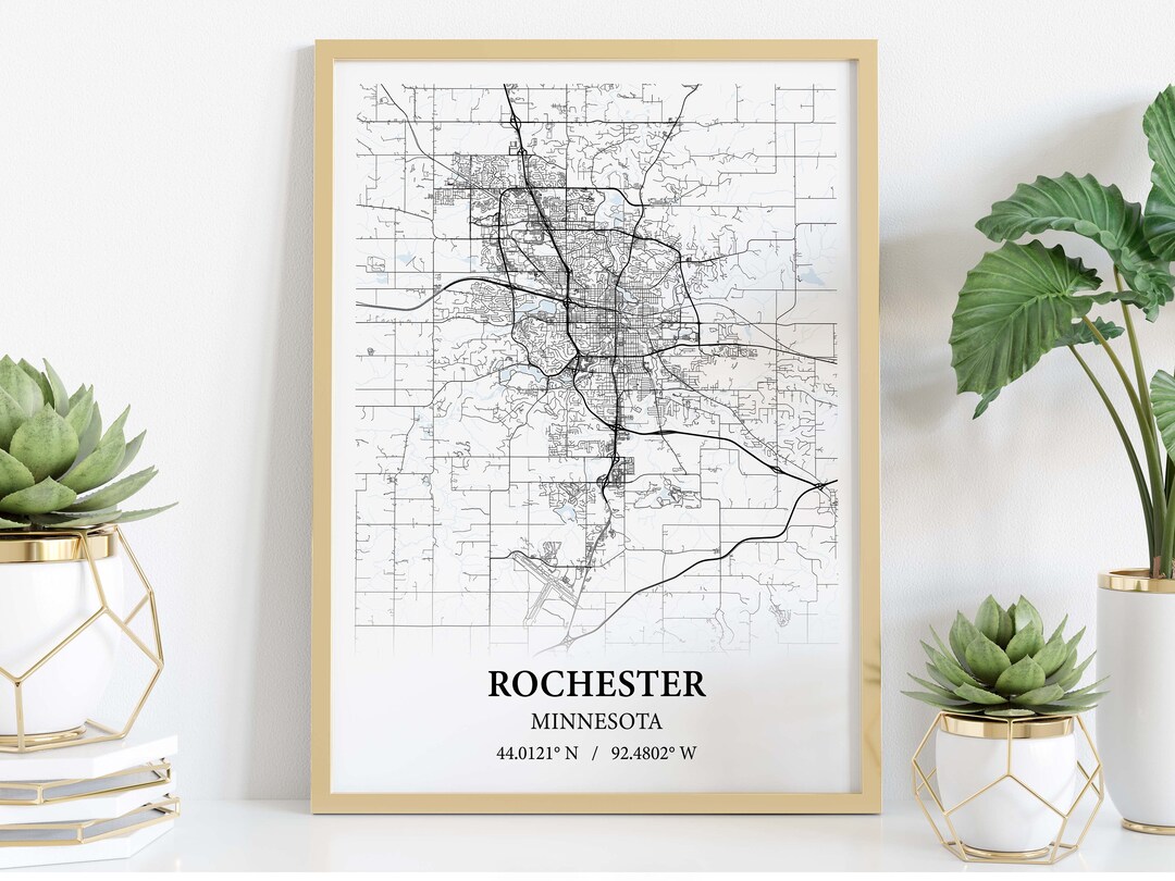 Rochester Minnesota City Map Poster Print Canvas , Rochester City Map