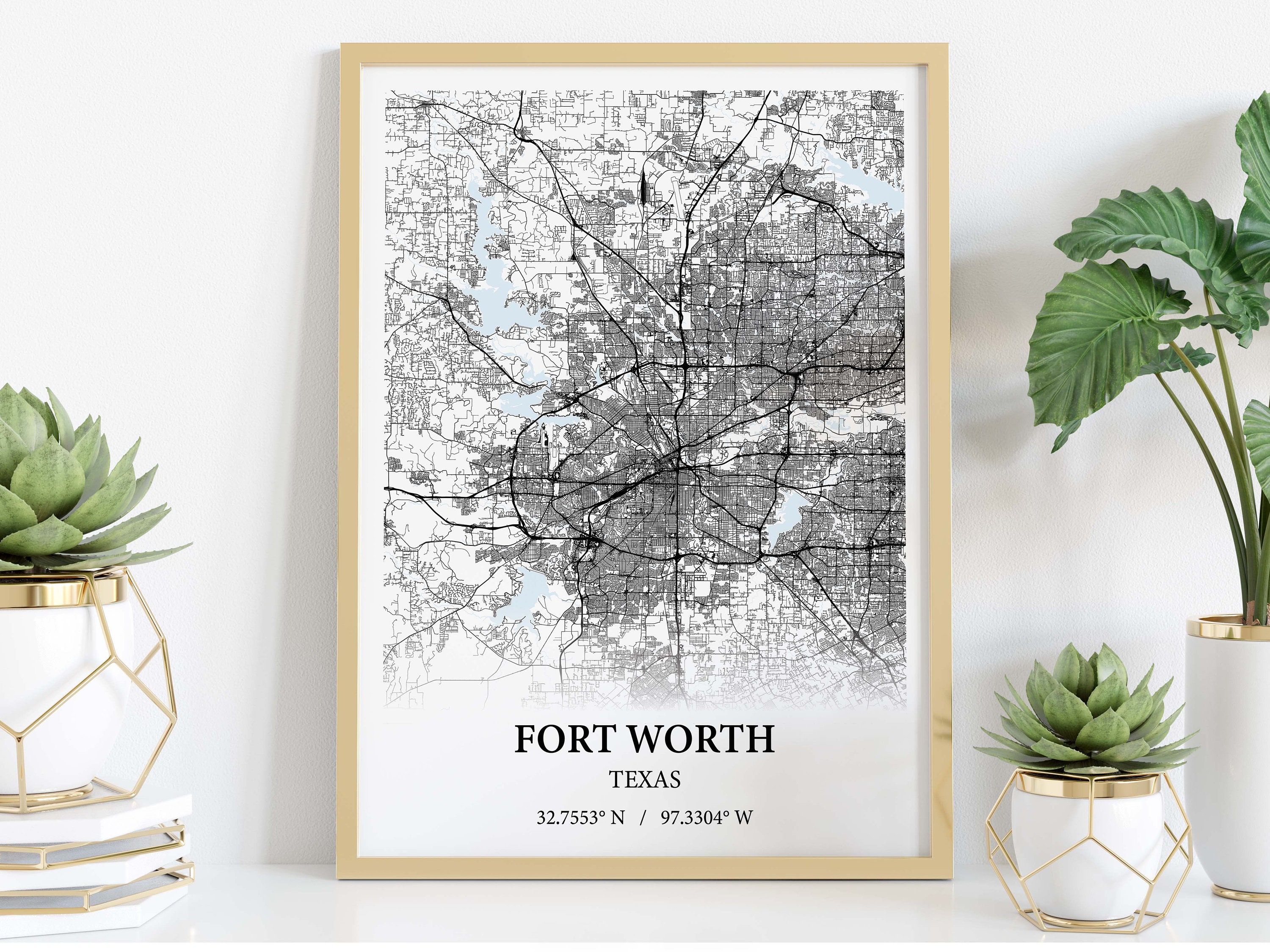 Fort Worth Texas City Map Poster Print Canvas , Fort Worth City Map