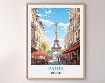 Paris Eiffel Tower Poster, Vintage Watercolor Travel Print