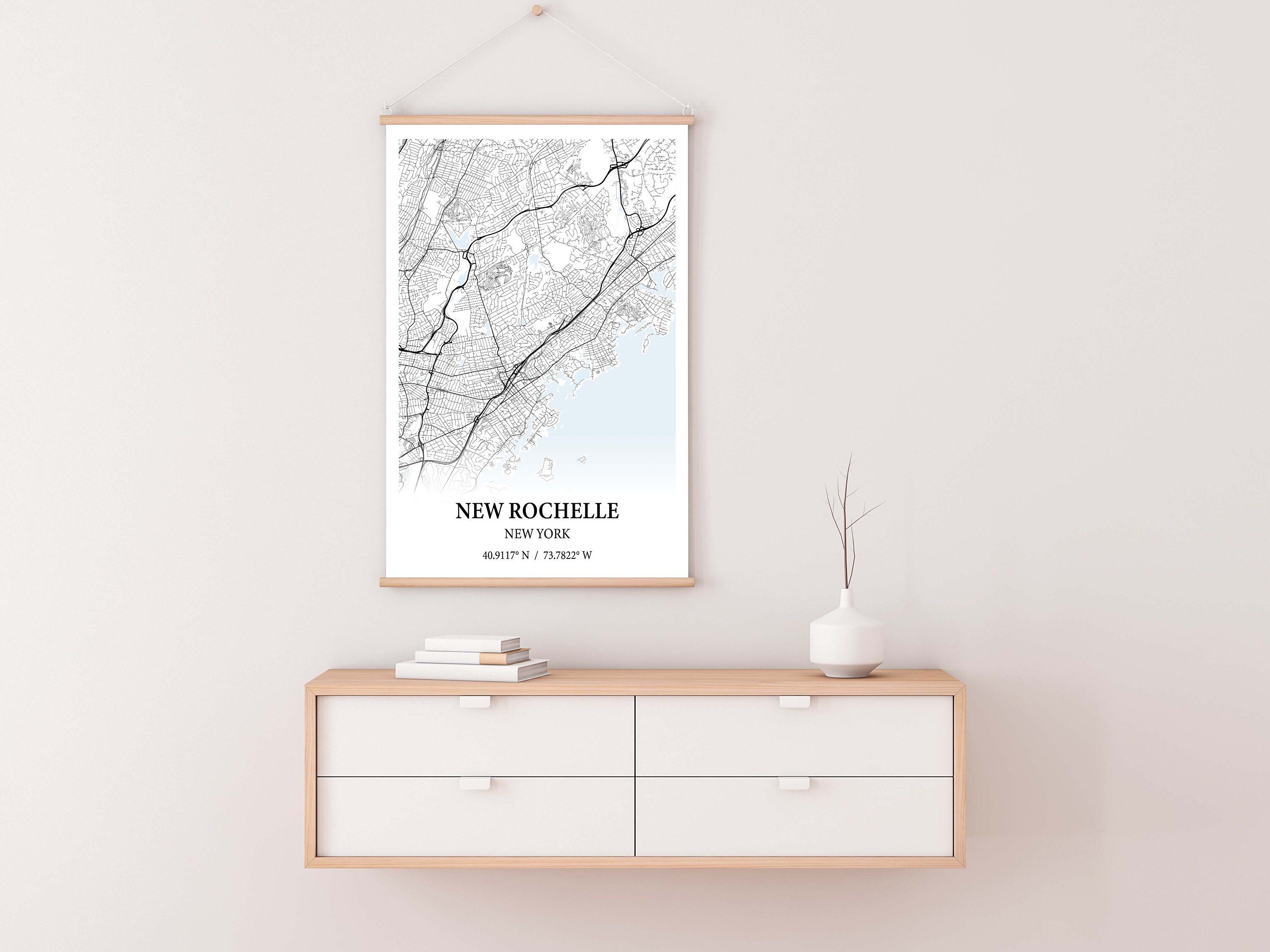 New Rochelle New York City Map Poster Print Canvas , New Rochelle City ...