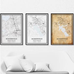 Jacksonville kaart poster print canvas, moderne of vintage wegenkaart kunst aan de muur, aangepaste kaart Jacksonville voor thuis of op kantoor