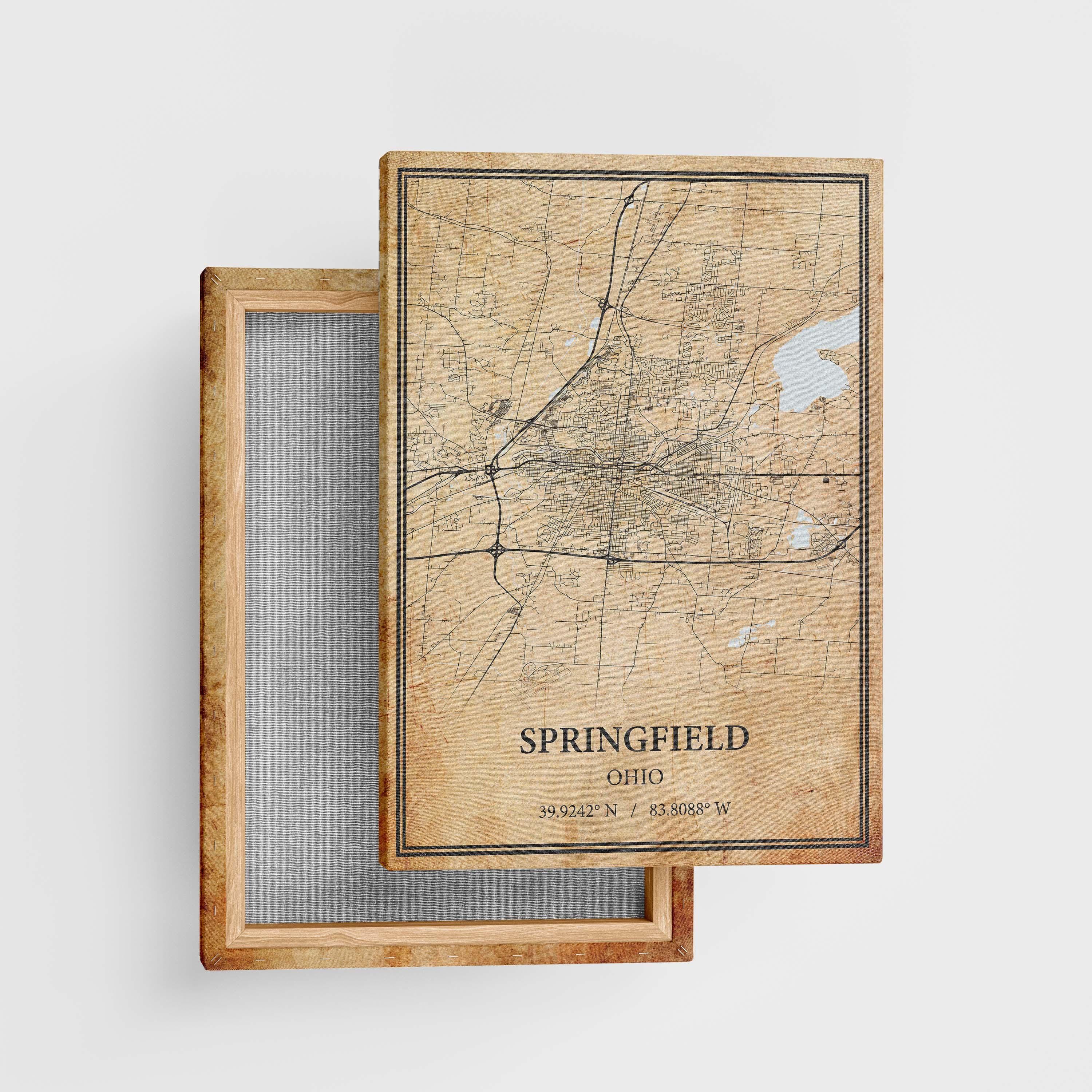 Springfield Ohio Map Poster – Black and White Map Print, Canvas Wall ...