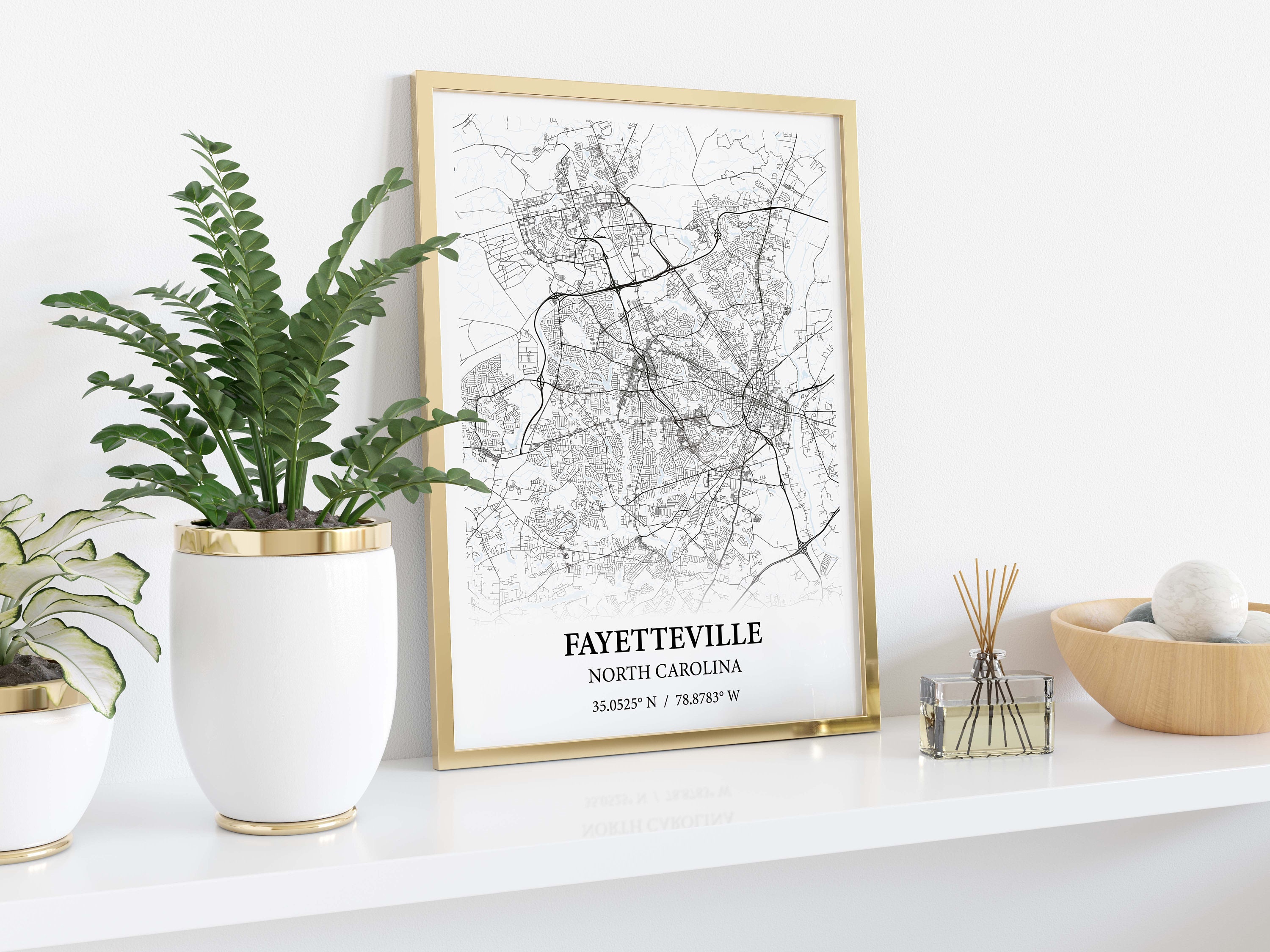 Fayetteville North Carolina City Map Poster Print Canvas , Fayetteville